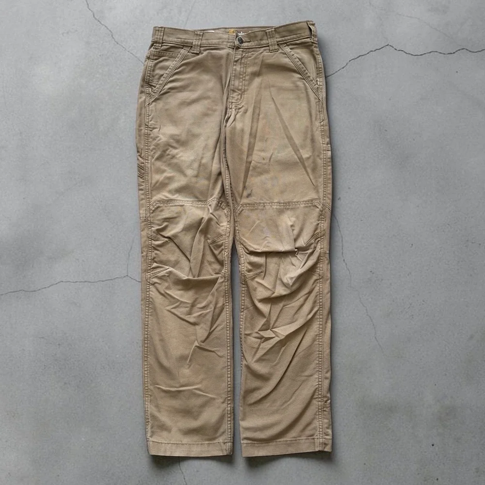 VINTAGE CARHARTT FULL SWING RELAXED FIT CARGO CARPENTER GRAY WORK PANTS / 33X31